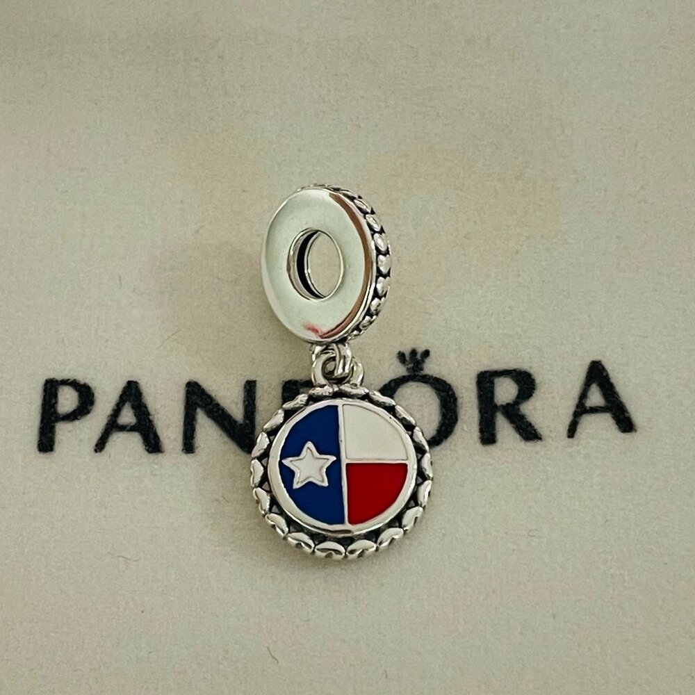 Pandora Texas Flag Exclusive Charm S925 Sterling Silver Jewelry with a gift box